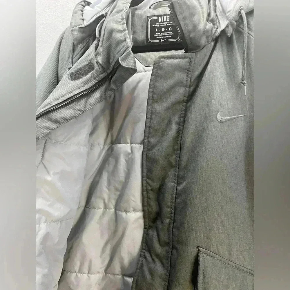 Nike Storm Fit Coat w hood zip / hook & loop closure Grey w swoosh embro… - Picture 2 of 8